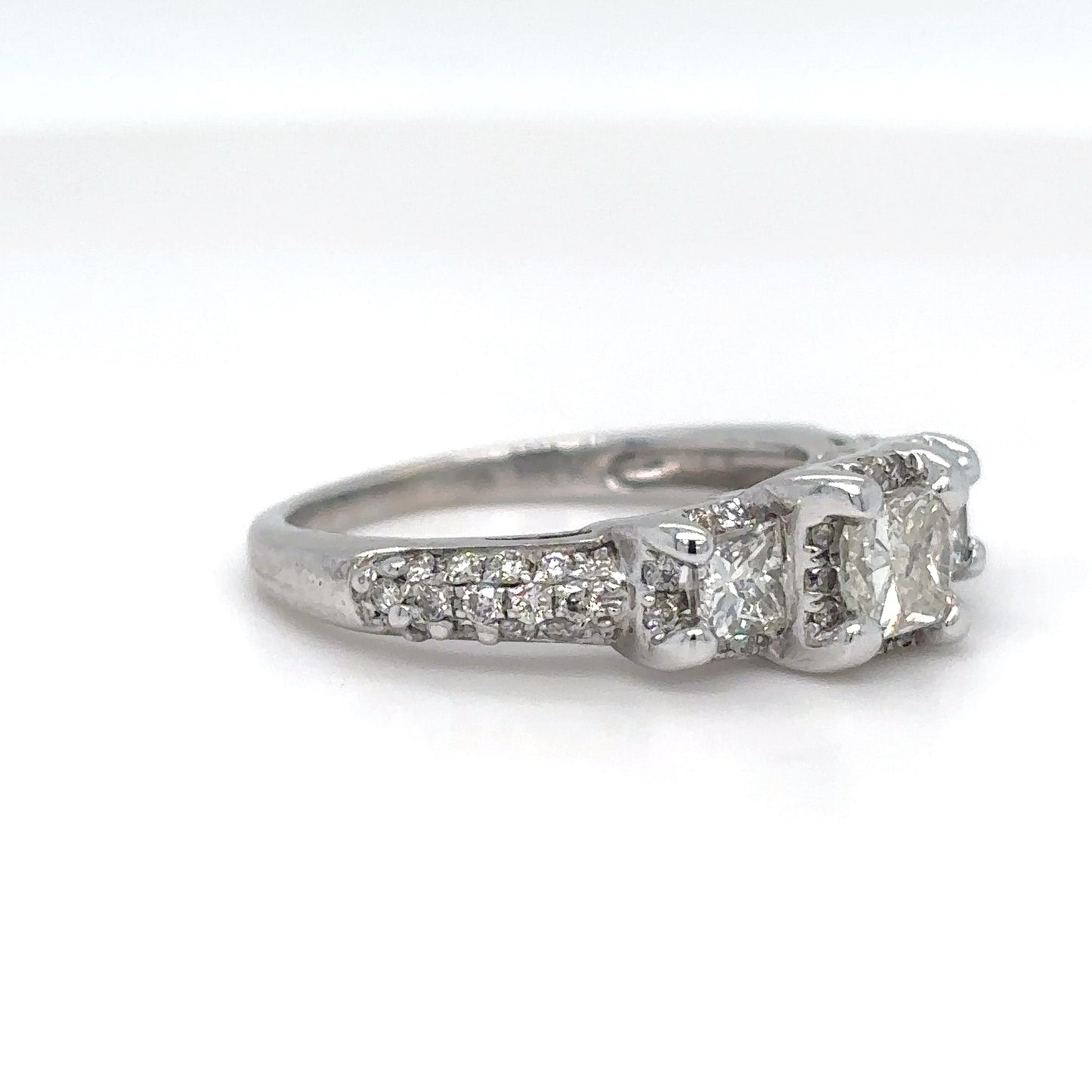 14KW 1.00CTW PRINCESS-ROUND DIAMOND ENGAGEMENT RING SI2-I1/I-J 3.0G