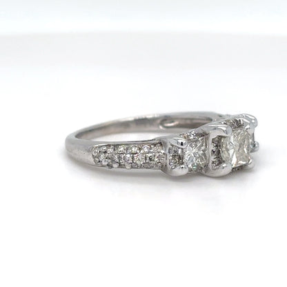 14KW 1.00CTW PRINCESS-ROUND DIAMOND ENGAGEMENT RING SI2-I1/I-J 3.0G