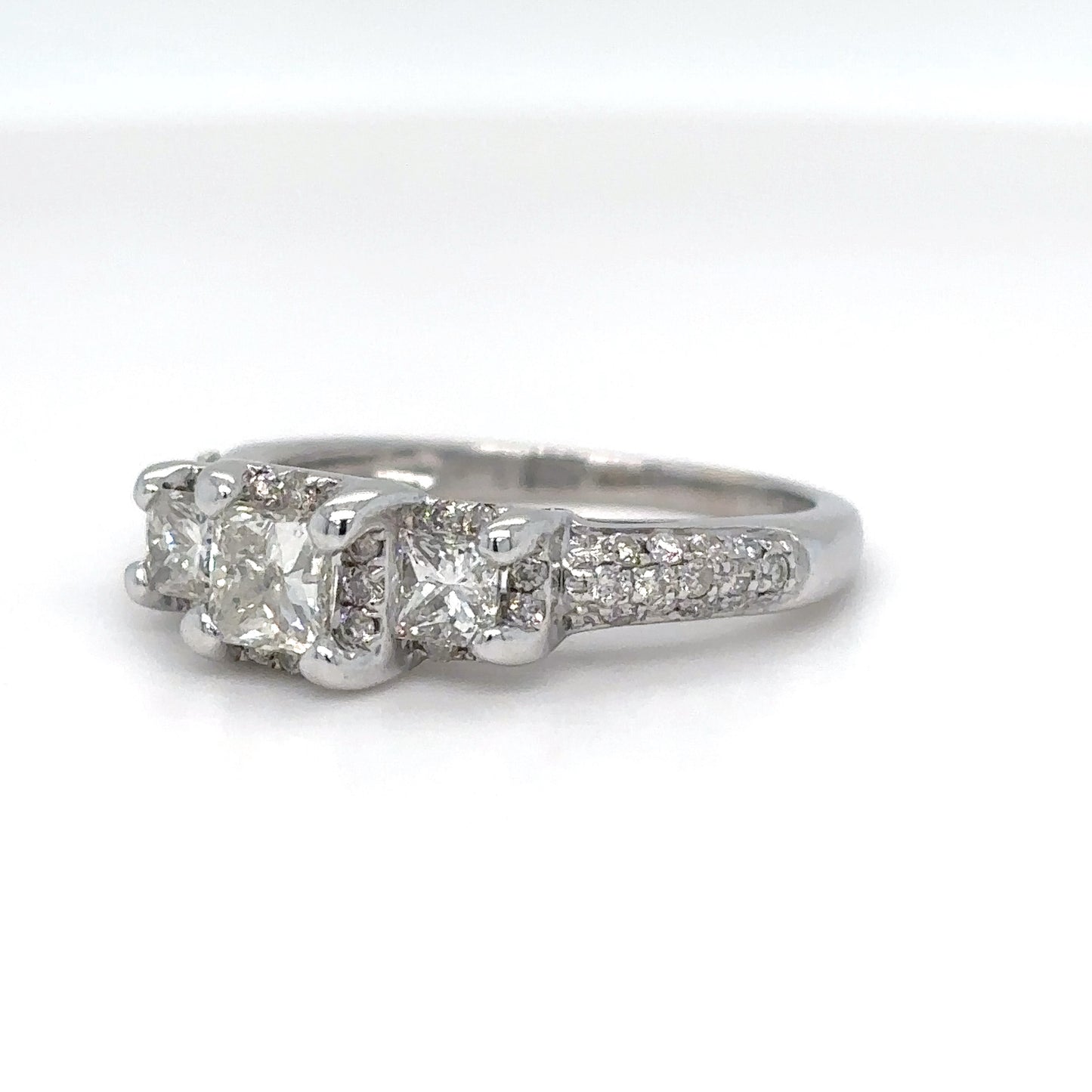 14KW 1.00CTW PRINCESS-ROUND DIAMOND ENGAGEMENT RING SI2-I1/I-J 3.0G
