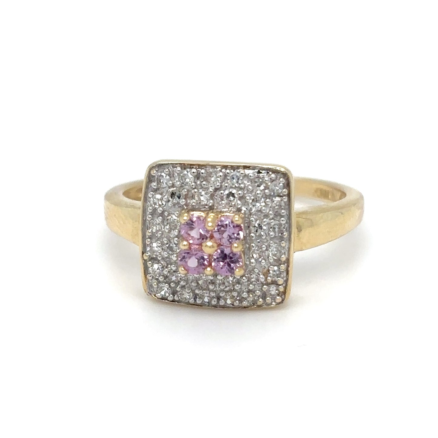 14KY 0.70CTW PINK SAPPHIRE-DIAMOND RING "A" I1/G-H 2.9G
