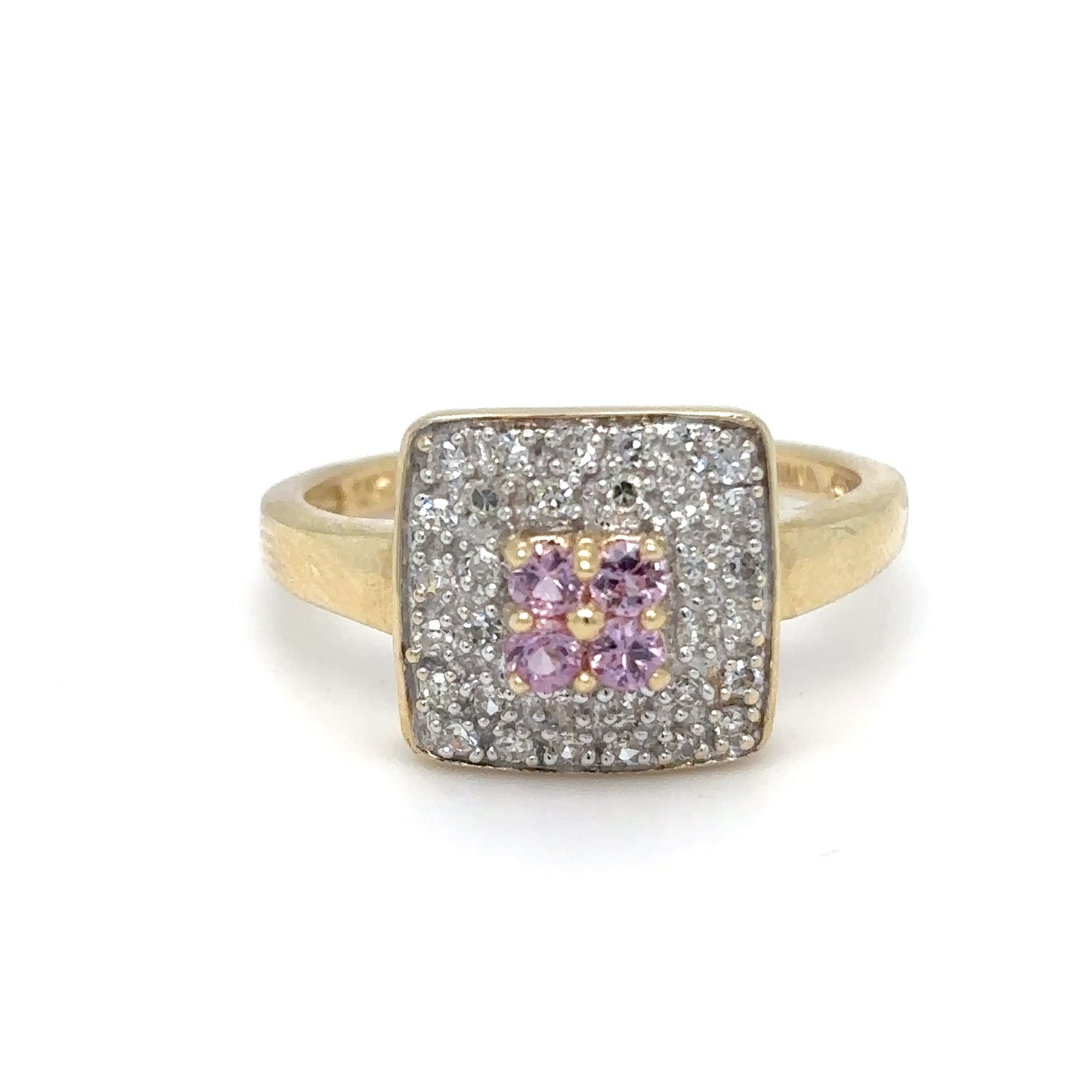 14KY 0.70CTW PINK SAPPHIRE-DIAMOND RING "A" I1/G-H 2.9G