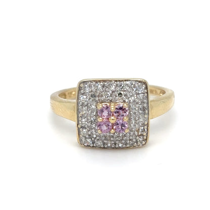 14KY 0.70CTW PINK SAPPHIRE-DIAMOND RING "A" I1/G-H 2.9G