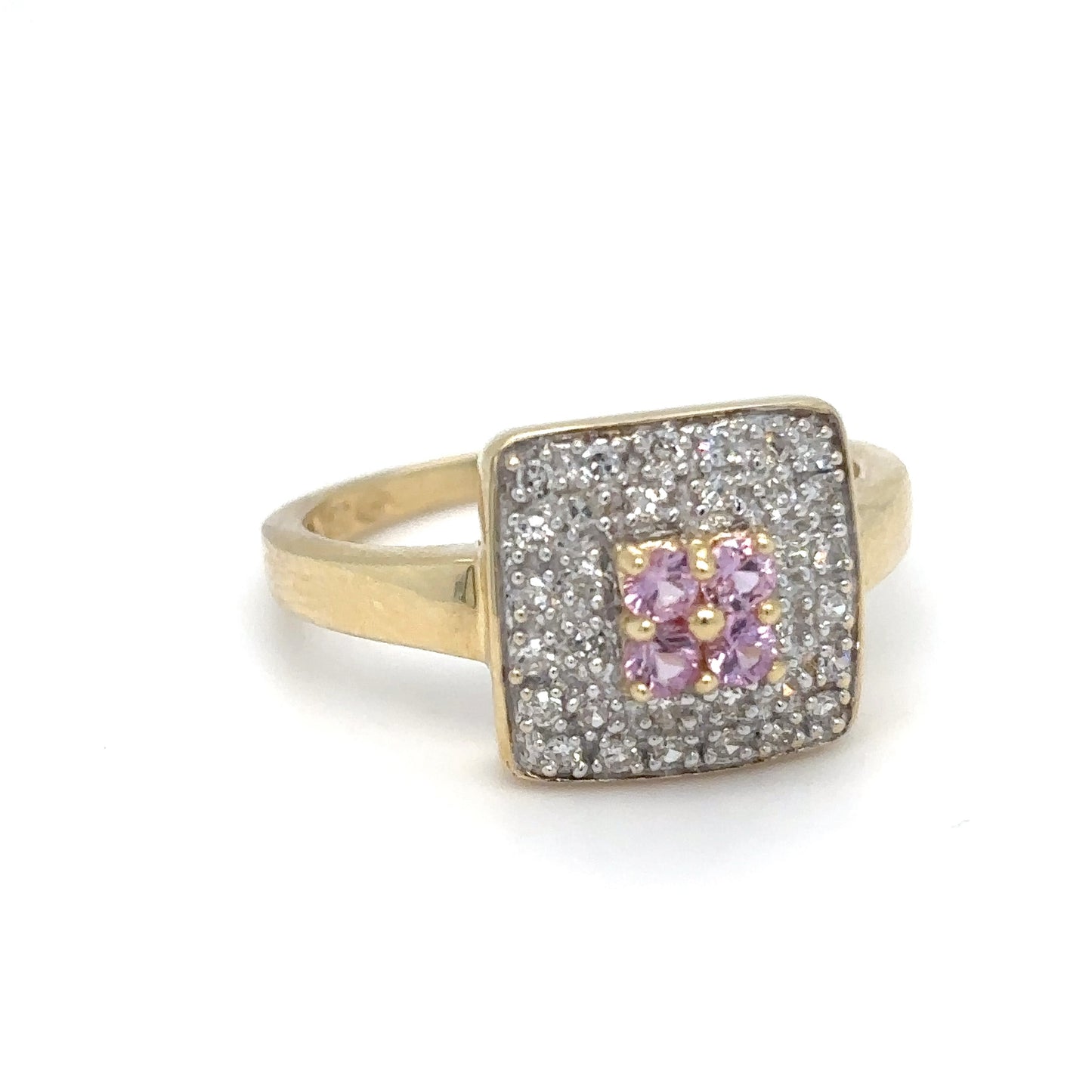 14KY 0.70CTW PINK SAPPHIRE-DIAMOND RING "A" I1/G-H 2.9G