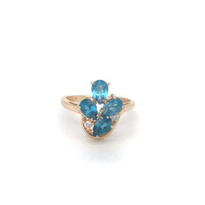 14KY 6X4MM SWISS BLUE TOPAZ-.04CTW DIAMOND RING 3.4G