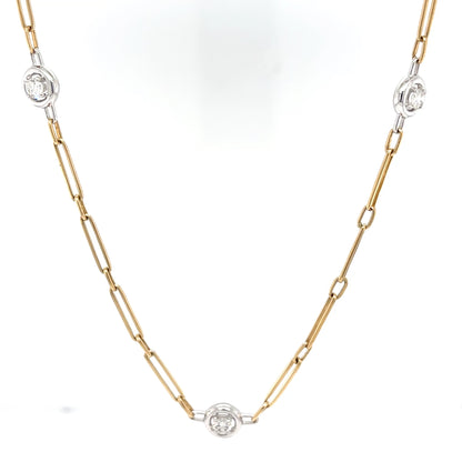 14KTT 18" 0.43CTW DIAMOND PAPERCLIP NECKLACE SI1/H-I 7.2G
