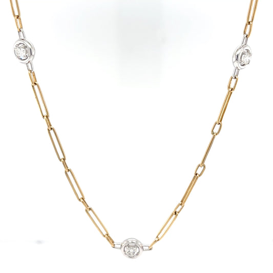 14KTT 18" 0.43CTW DIAMOND PAPERCLIP NECKLACE SI1/H-I 7.2G-Fine Jewelry in Bradenton &amp; Lakewood Ranch, Fl. | Michael &amp; Co. Jewelers