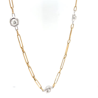 14KTT 18" 0.43CTW DIAMOND PAPERCLIP NECKLACE SI1/H-I 7.2G