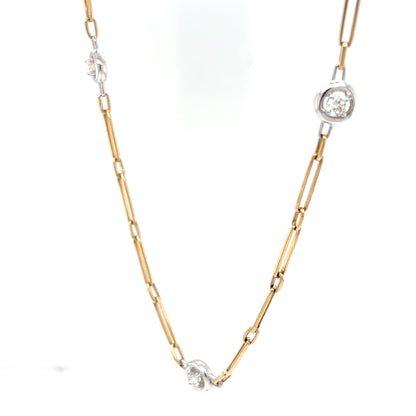 14KTT 18" 0.43CTW DIAMOND PAPERCLIP NECKLACE SI1/H-I 7.2G