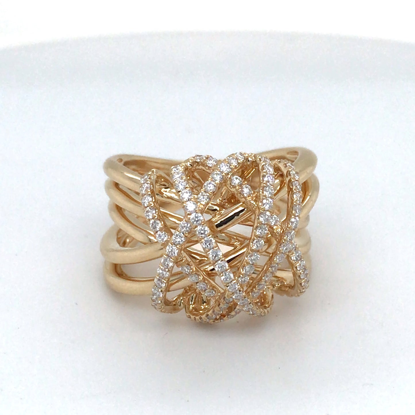 18KY 0.63CTW CONTEMPORARY WOVEN DIAMOND FASHION RING VS/F-G 12.5G