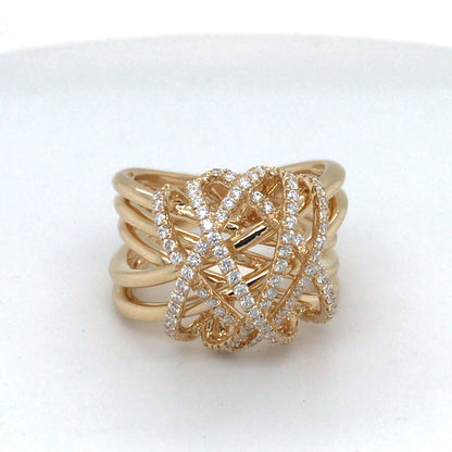 18KY 0.63CTW CONTEMPORARY WOVEN DIAMOND FASHION RING VS/F-G 12.5G