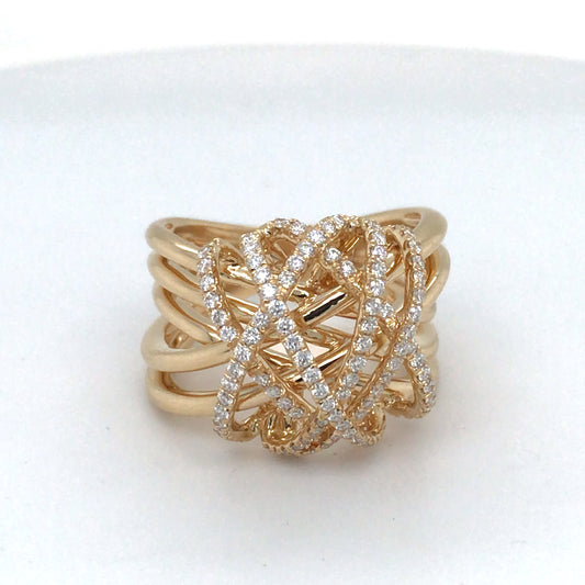 18KY 0.63CTW CONTEMPORARY WOVEN DIAMOND FASHION RING VS/F-G 12.5G-Fine Jewelry in Bradenton &amp; Lakewood Ranch, Fl. | Michael &amp; Co. Jewelers