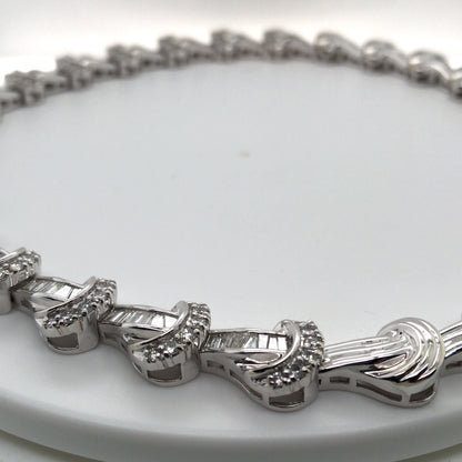 14KW 17" 9.00CTW BAGUETTE-ROUND BRILLIANT DIAMOND NECKLACE SI/G-H 78.5G