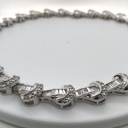 14KW 17" 9.00CTW BAGUETTE-ROUND BRILLIANT DIAMOND NECKLACE SI/G-H 78.5G