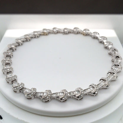 14KW 17" 9.00CTW BAGUETTE-ROUND BRILLIANT DIAMOND NECKLACE SI/G-H 78.5G