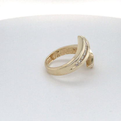14KY 0.28CTW ROUND BRILLIANT DIAMOND BYPASS RING SI/G-H 5.6G