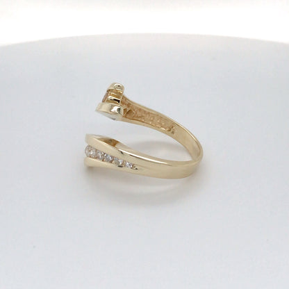 14KY 0.28CTW ROUND BRILLIANT DIAMOND BYPASS RING SI/G-H 5.6G