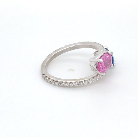 14KW 2.42CTW BLUE/PINK SAPPHIRE-DIAMOND BYPASS RING "AAA" VS2/F-G 3.5G-Fine Jewelry in Bradenton &amp; Lakewood Ranch, Fl. | Michael &amp; Co. Jewelers