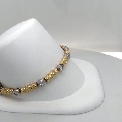 18KTT 7.5" 1.50CTW ROUND BRILLIANT BEZEL DIAMOND BRACELET SI/G-H 18.3G
