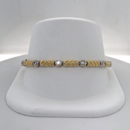 18KTT 7.5" 1.50CTW ROUND BRILLIANT BEZEL DIAMOND BRACELET SI/G-H 18.3G