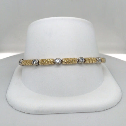 18KTT 7.5" 1.50CTW ROUND BRILLIANT BEZEL DIAMOND BRACELET SI/G-H 18.3G