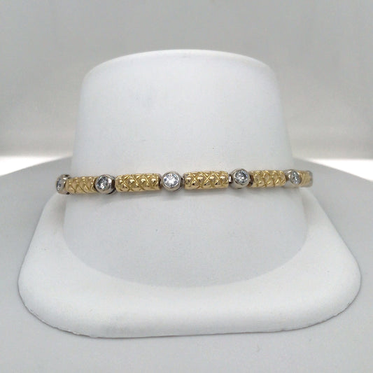 18KTT 7.5" 1.50CTW ROUND BRILLIANT BEZEL DIAMOND BRACELET SI/G-H 18.3G-Fine Jewelry in Bradenton &amp; Lakewood Ranch, Fl. | Michael &amp; Co. Jewelers
