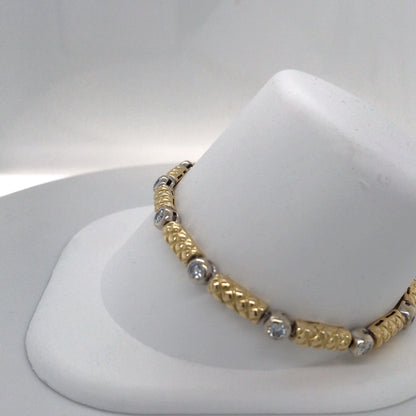 18KTT 7.5" 1.50CTW ROUND BRILLIANT BEZEL DIAMOND BRACELET SI/G-H 18.3G