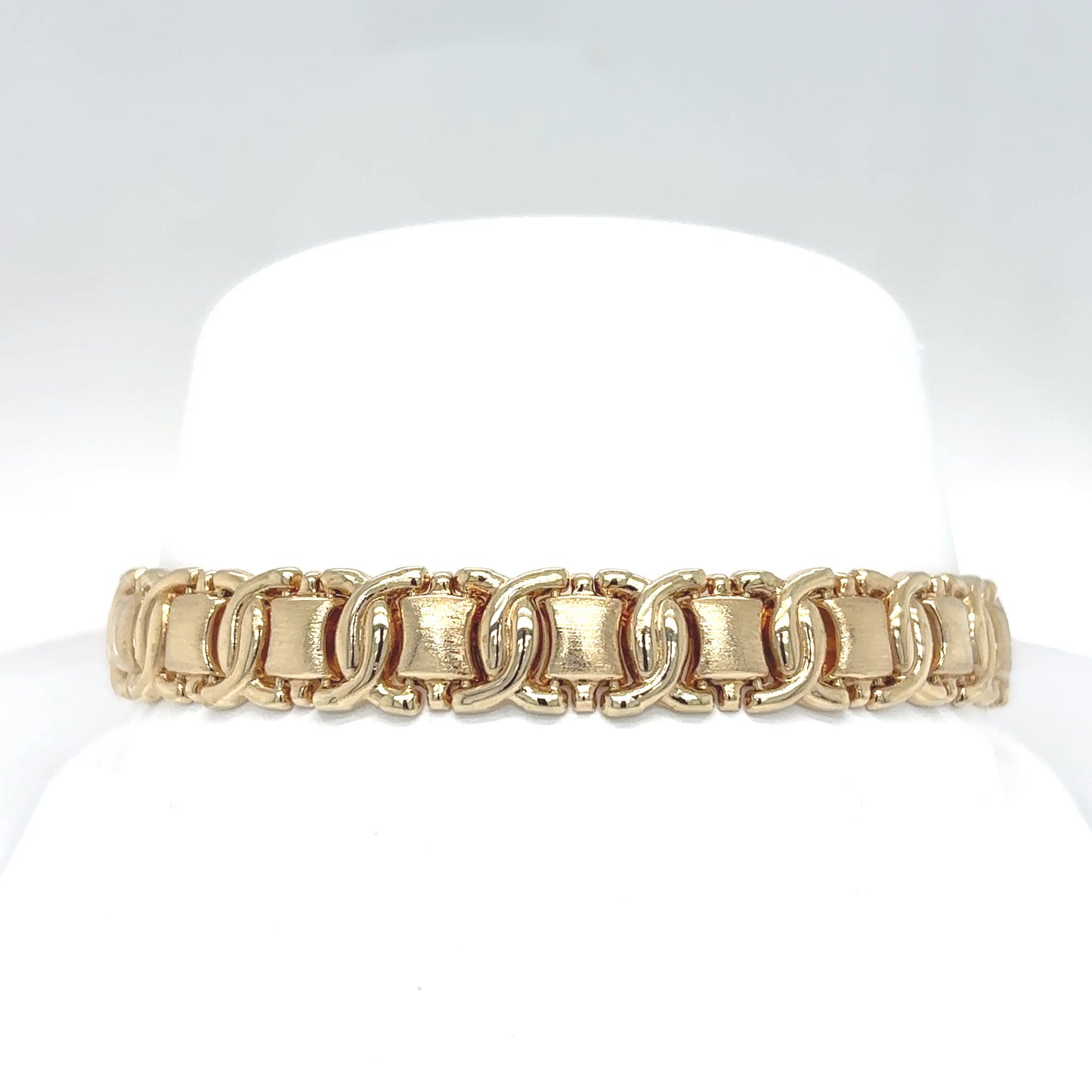 14KY 7.5" 9MM FANCY BRACELET 14.2G