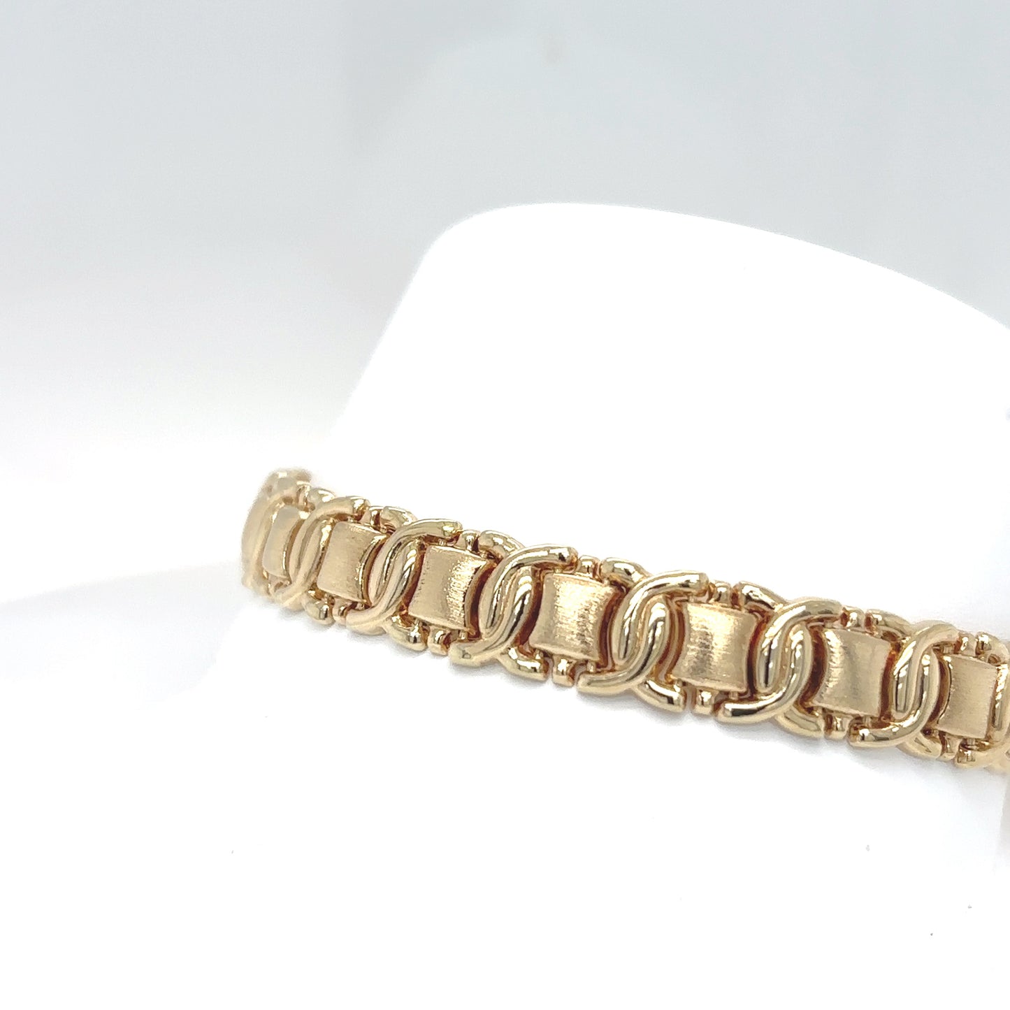 14KY 7.5" 9MM FANCY BRACELET 14.2G