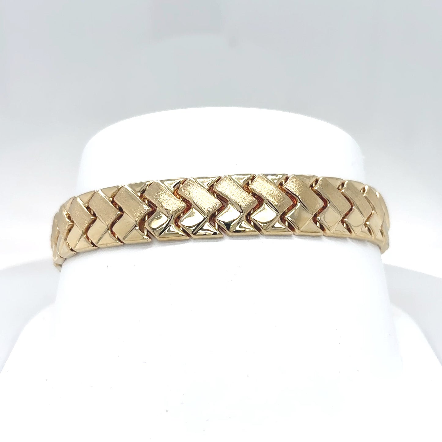 14KY 7.25" 10MM WOVEN FASHION BRACELET 15.3G