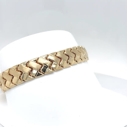 14KY 7.25" 10MM WOVEN FASHION BRACELET 15.3G
