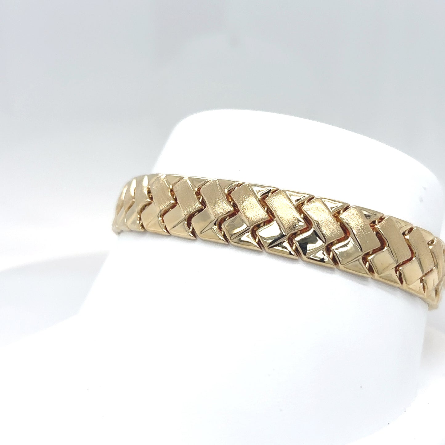 14KY 7.25" 10MM WOVEN FASHION BRACELET 15.3G