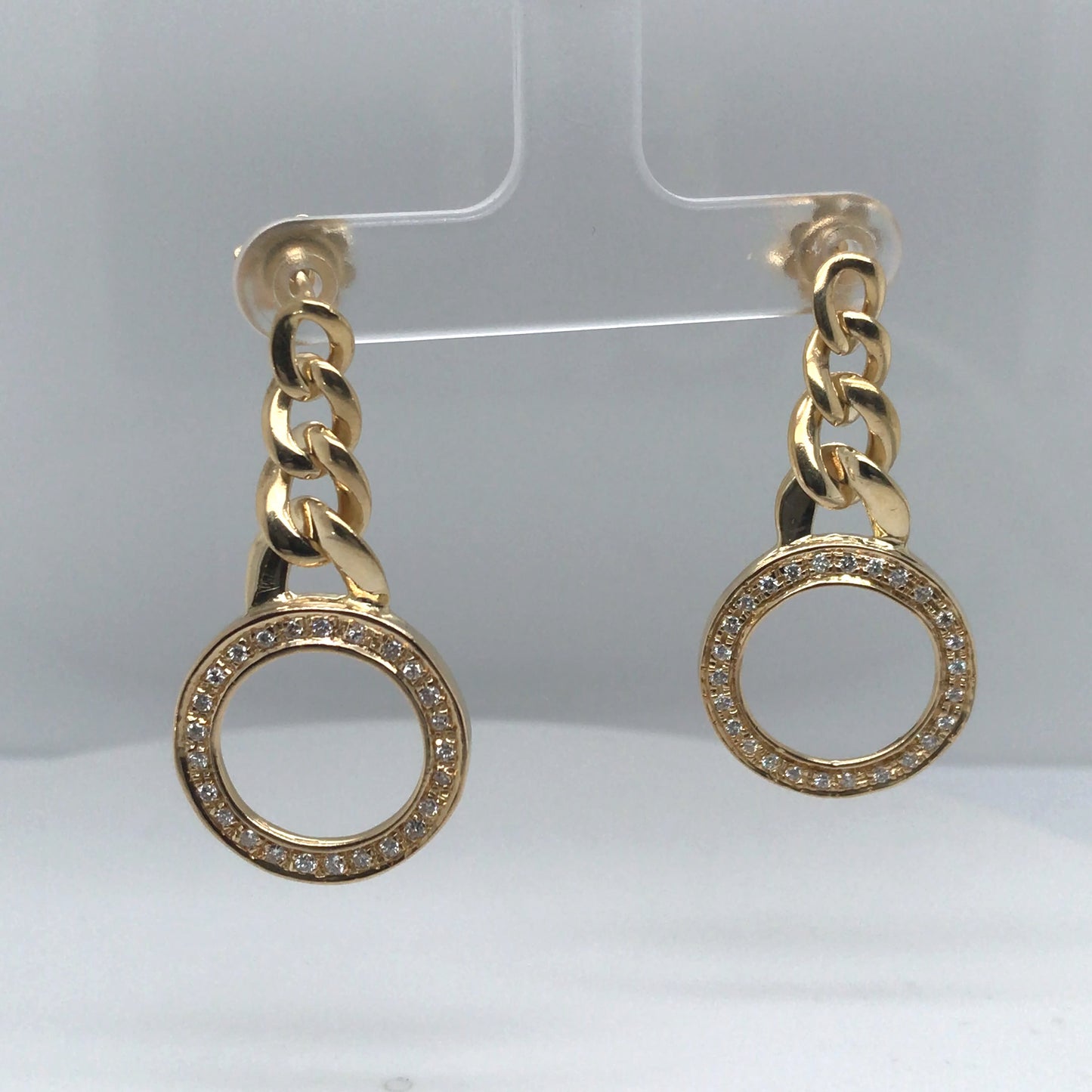 18KY 0.50CTW LINK DIAMOND CIRCLE EARRINGS VS/F-G 11.2G