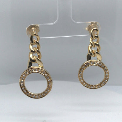 18KY 0.50CTW LINK DIAMOND CIRCLE EARRINGS VS/F-G 11.2G