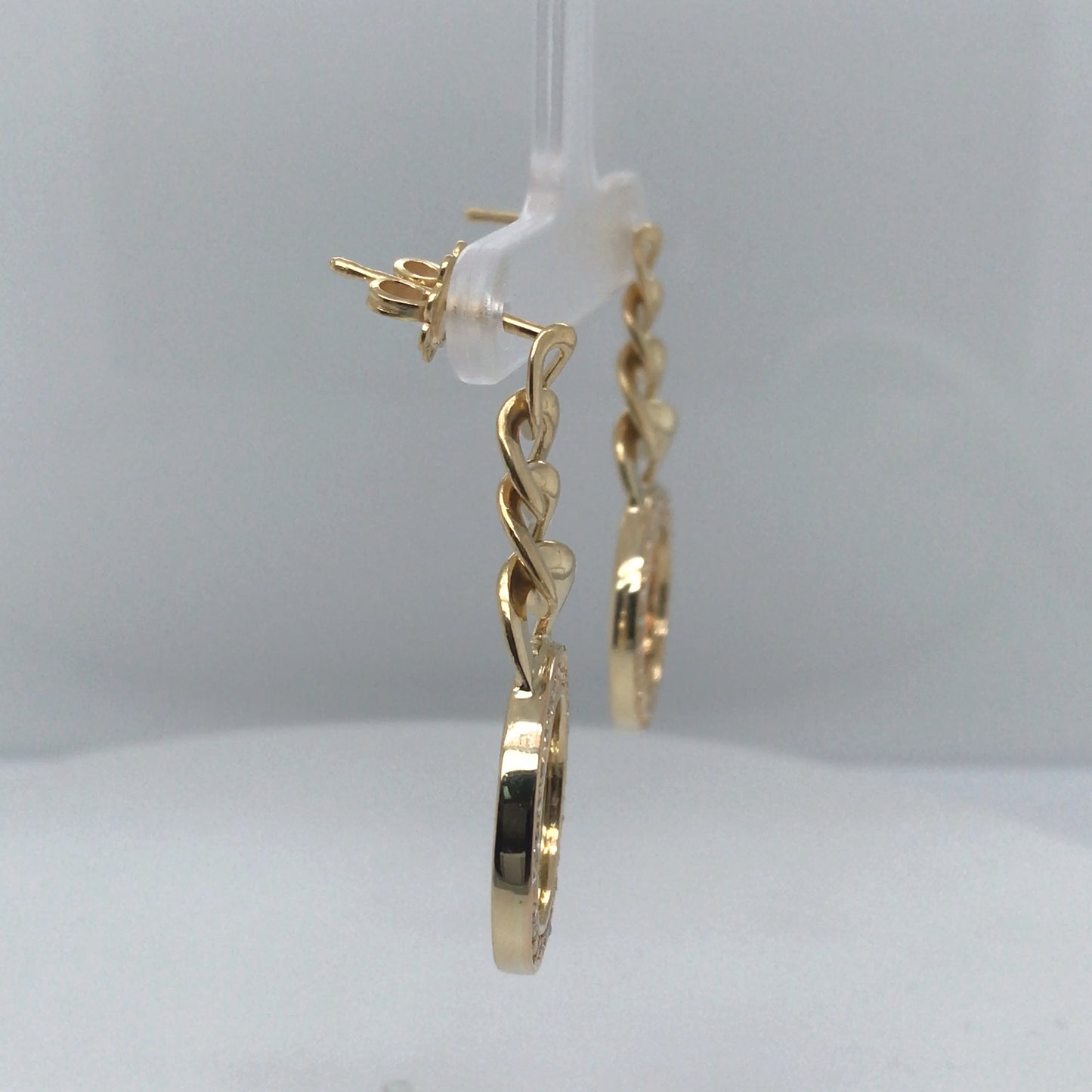 18KY 0.50CTW LINK DIAMOND CIRCLE EARRINGS VS/F-G 11.2G