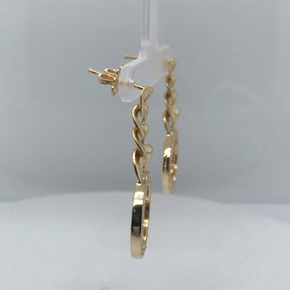 18KY 0.50CTW LINK DIAMOND CIRCLE EARRINGS VS/F-G 11.2G