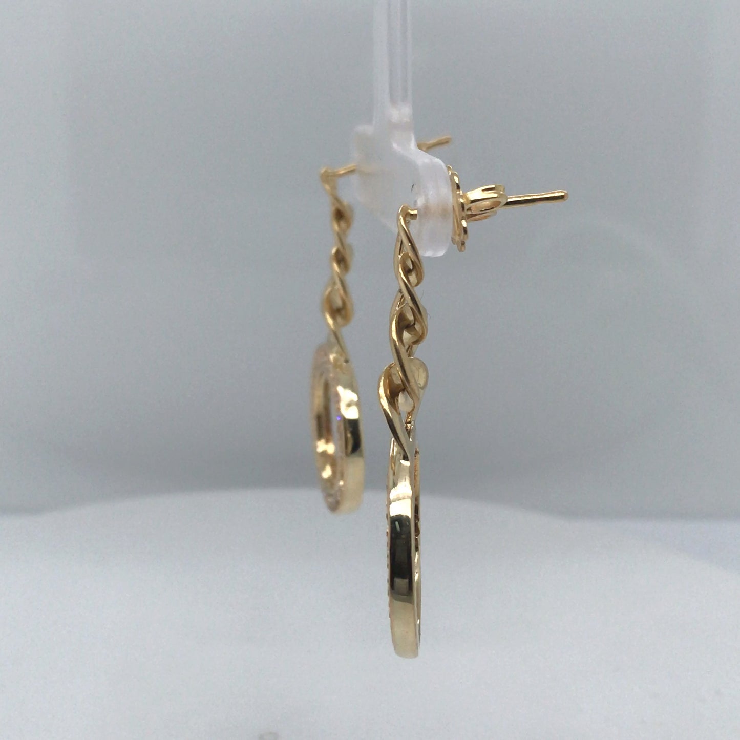 18KY 0.50CTW LINK DIAMOND CIRCLE EARRINGS VS/F-G 11.2G