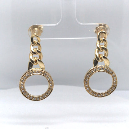18KY 0.50CTW LINK DIAMOND CIRCLE EARRINGS VS/F-G 11.2G