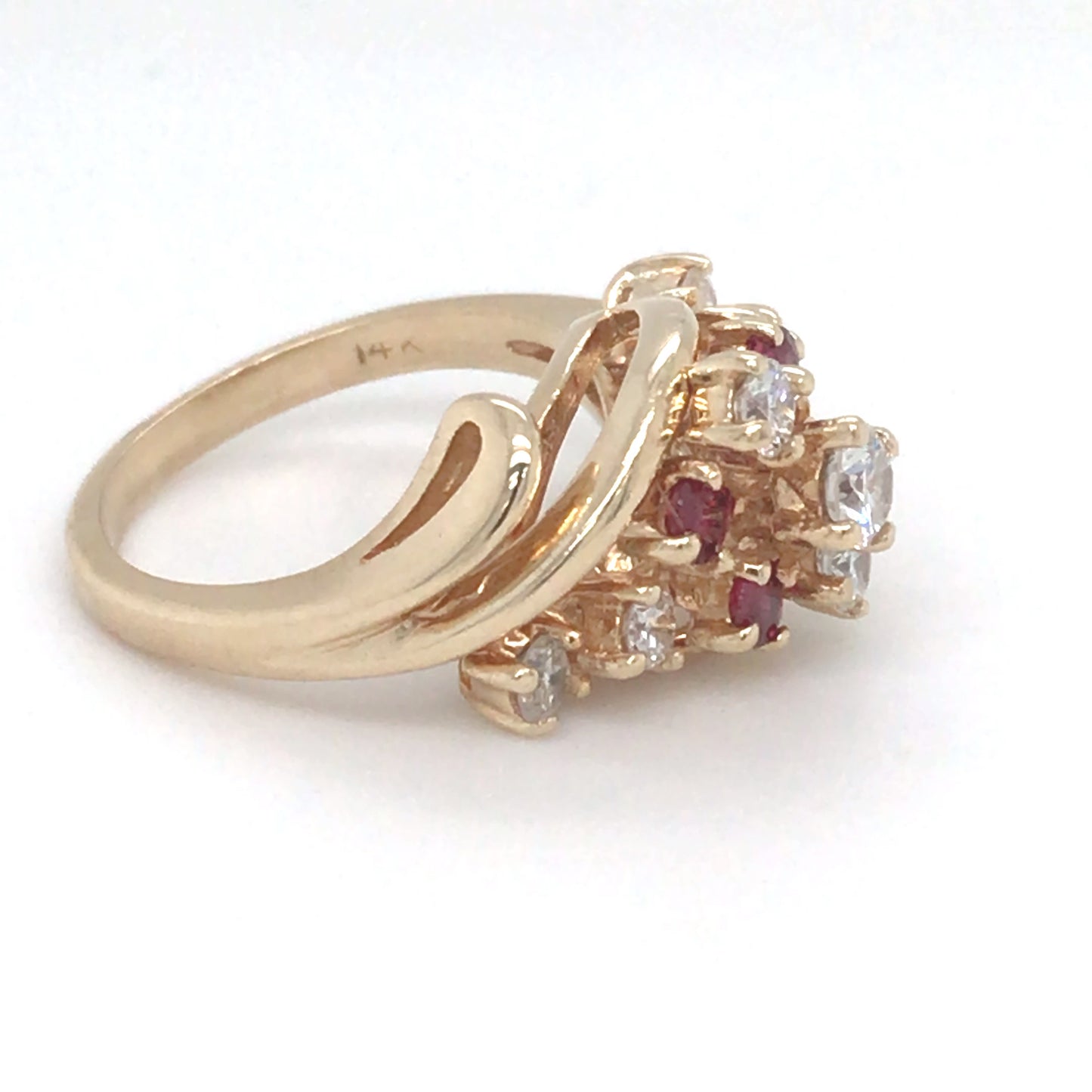 14KY 1.00CTW RUBY-DIAMOND COCKTAIL RING "AAA" VS2-SI1/G-H