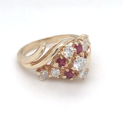 14KY 1.00CTW RUBY-DIAMOND COCKTAIL RING "AAA" VS2-SI1/G-H