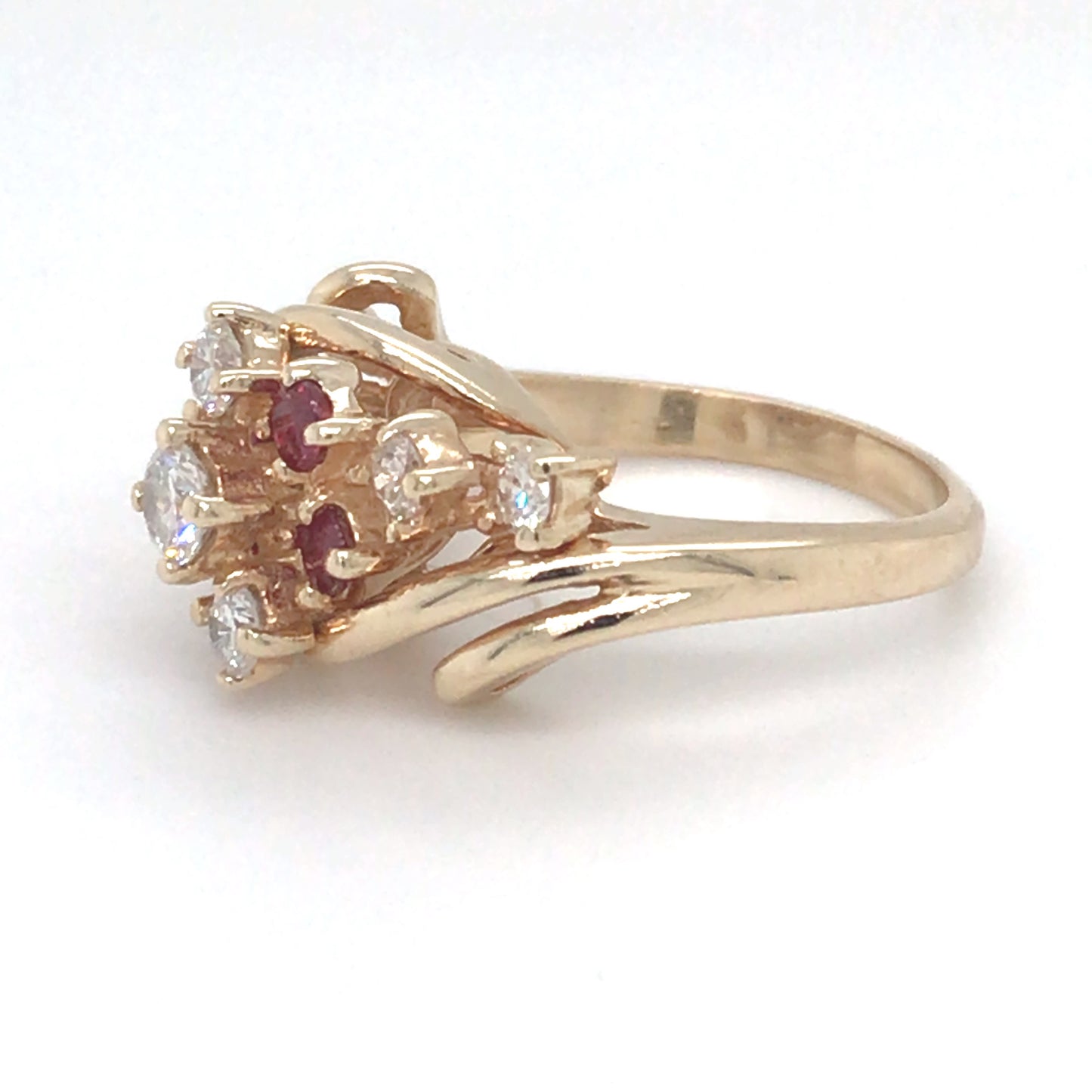 14KY 1.00CTW RUBY-DIAMOND COCKTAIL RING "AAA" VS2-SI1/G-H