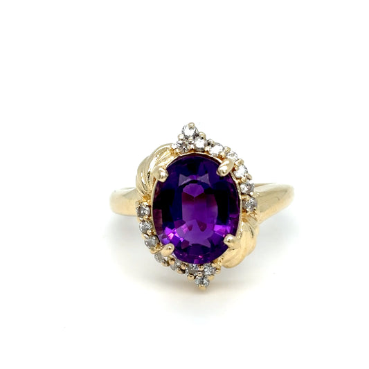 14KY 11X9MM OVAL AMETHYST-0.16CTW DIAMOND RING 5.9G-Fine Jewelry in Bradenton &amp; Lakewood Ranch, Fl. | Michael &amp; Co. Jewelers