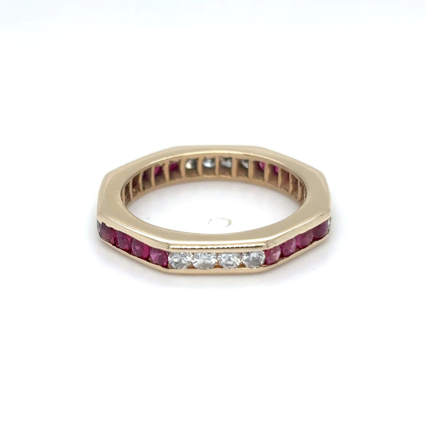 14KY 0.64CTW RUBY-DIAMOND ETERNITY RING "AA" SI/G-H 2.6G