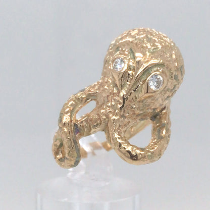 14KY 0.10CTW DIAMOND OCTOPUS RING SI1/G 12.3G
