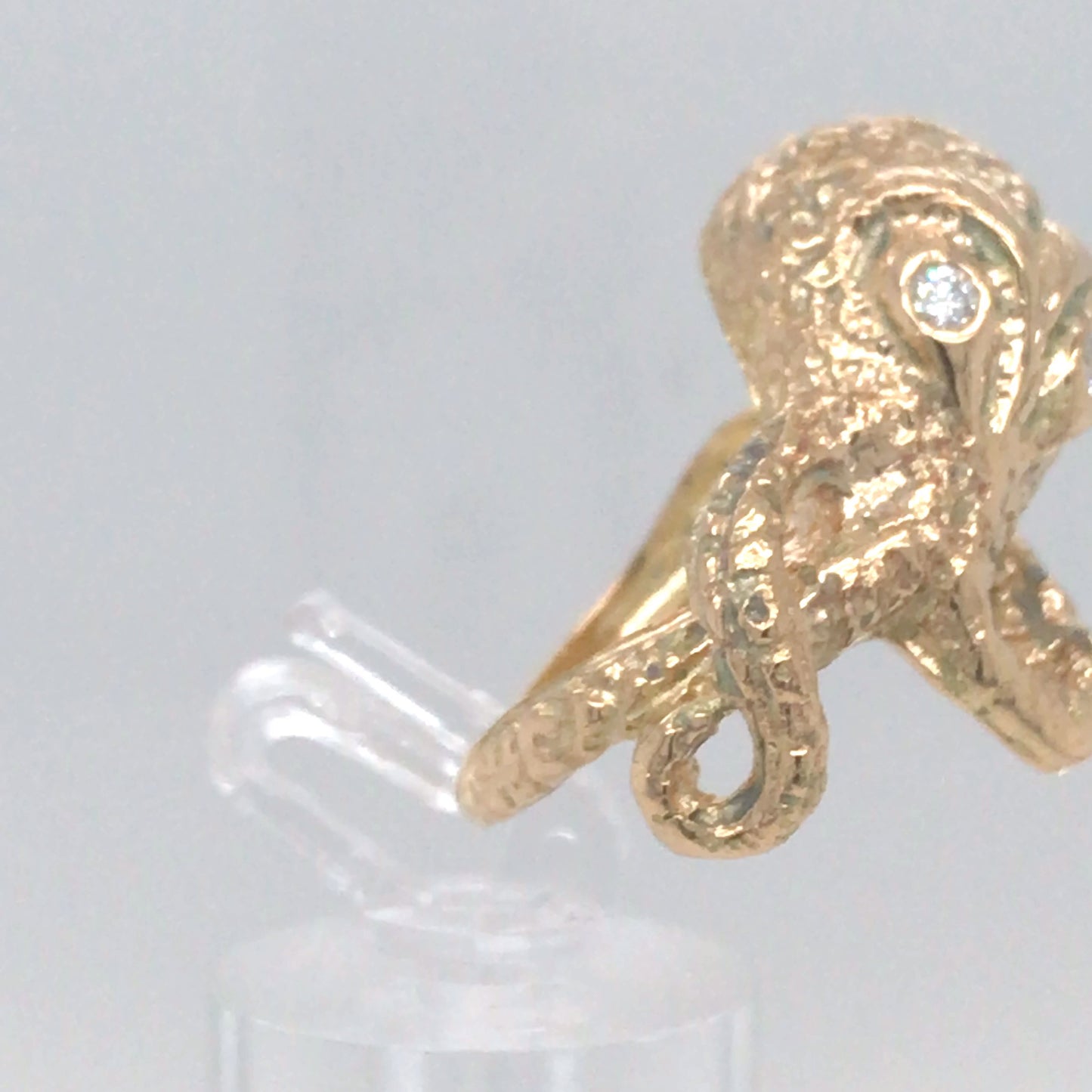 14KY 0.10CTW DIAMOND OCTOPUS RING SI1/G 12.3G