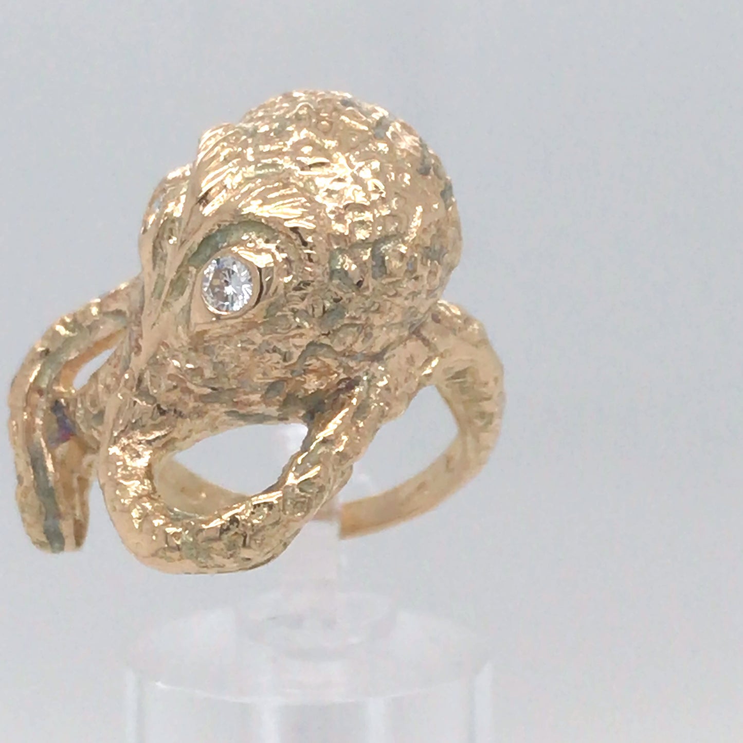 14KY 0.10CTW DIAMOND OCTOPUS RING SI1/G 12.3G