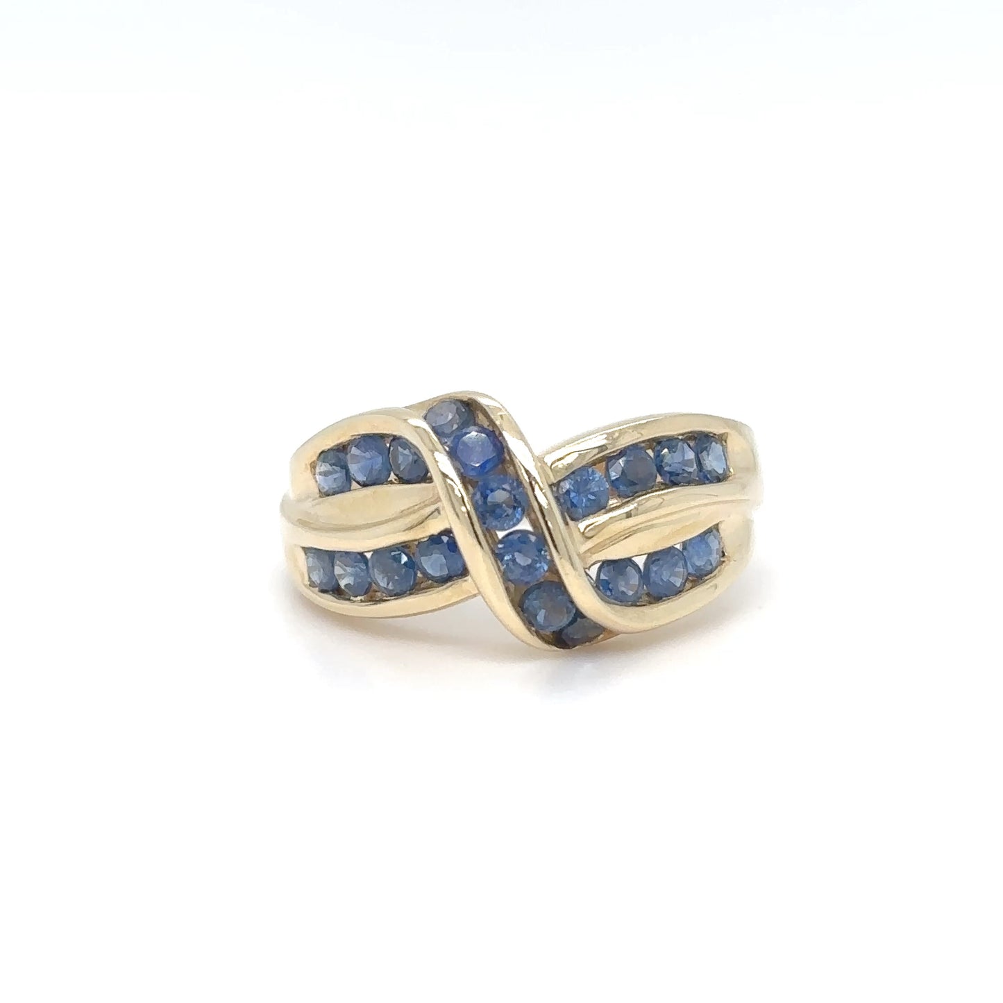 14KY 0.80CTW BLUE SAPPHIRE WOVEN BAND 5.5G