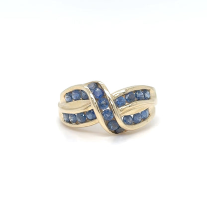14KY 0.80CTW BLUE SAPPHIRE WOVEN BAND 5.5G