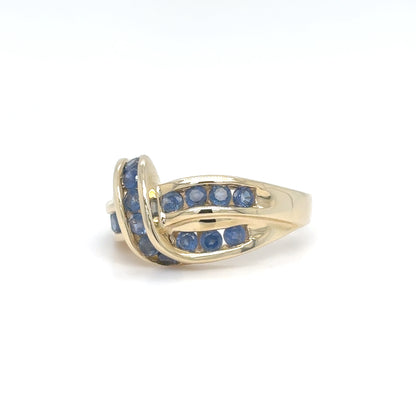14KY 0.80CTW BLUE SAPPHIRE WOVEN BAND 5.5G