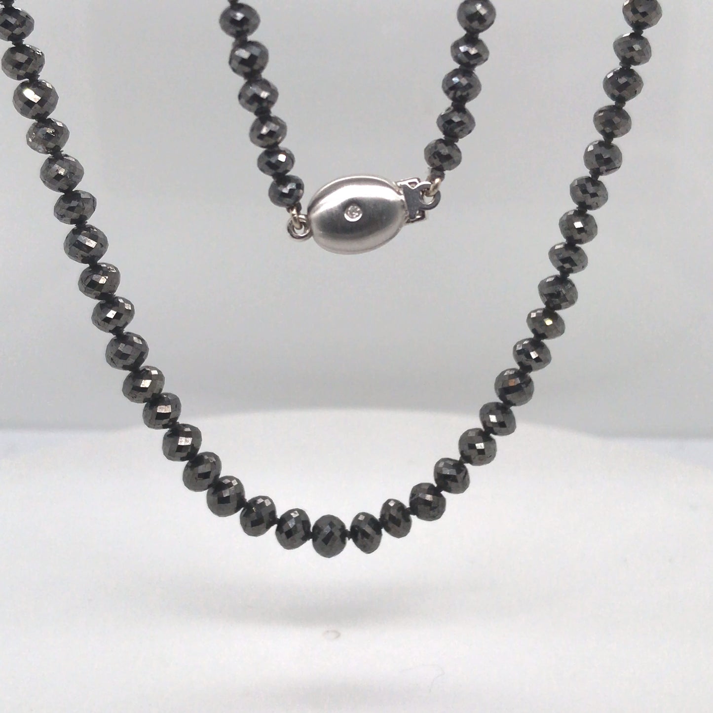 14KW 17" 52.67CTW BLACK DIAMOND BEAD NECKLACE
