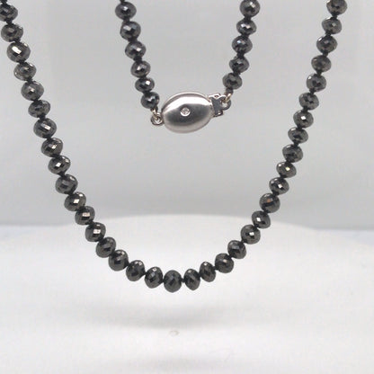 14KW 17" 52.67CTW BLACK DIAMOND BEAD NECKLACE